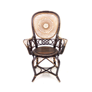 Vintage rattan and wicker arm chair, 1970s