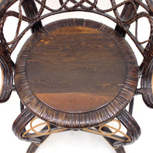 Load image into Gallery viewer, Vintage rattan and wicker arm chair, 1970s