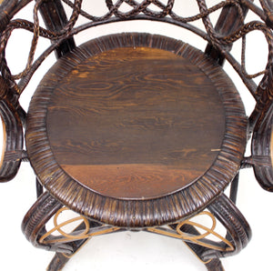 Vintage rattan and wicker arm chair, 1970s