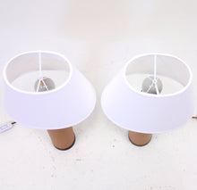 Load image into Gallery viewer, Pair of rosewood and leather table lamps, attributed to Bergboms, 1960s