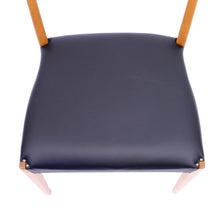 Load image into Gallery viewer, Scandinavian oak dining chairs with black leather seats, 1950s