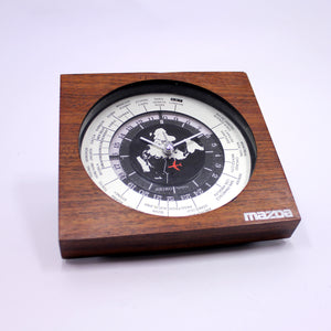 Seiko world timer GMT table clock, quartz movement with sweeping seconds, 1980s