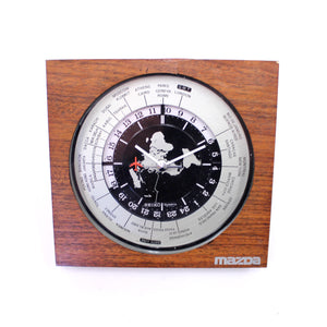 Seiko world timer GMT table clock, quartz movement with sweeping seconds, 1980s