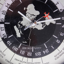 Load image into Gallery viewer, Seiko world timer GMT table clock, quartz movement with sweeping seconds, 1980s