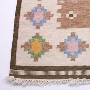 Swedish flat weave Röllakan carpet, 1950s