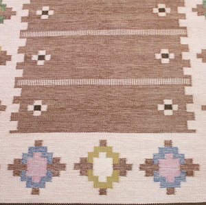 Swedish flat weave Röllakan carpet, 1950s