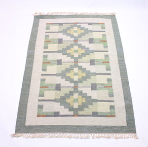 Swedish flat weave Röllakan carpet, 1950s