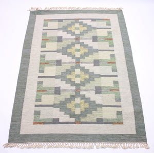 Swedish flat weave Röllakan carpet, 1950s