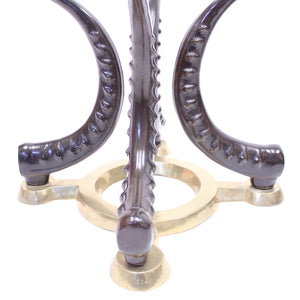 Pair of vintage brass and faux tusks side or coffee tables, ca 1980