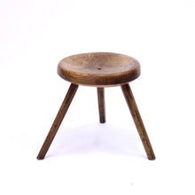 Load image into Gallery viewer, Rustic oak work stool, mid 20th century