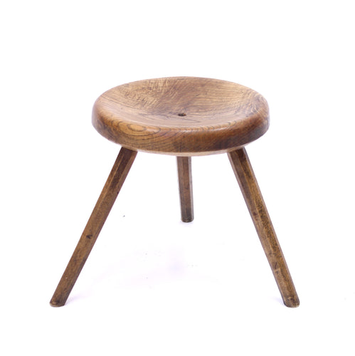 Rustic oak work stool, mid 20th century