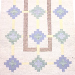 Swedish flat weave Röllakan carpet signed GK, 1950s