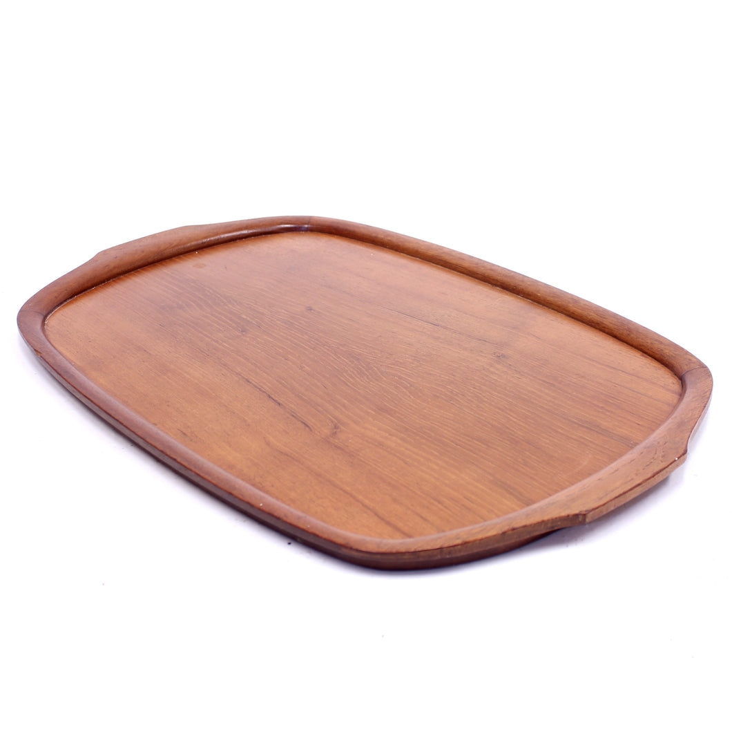 Solid Swedish teak tray produced by Karl Holmberg, 1960s