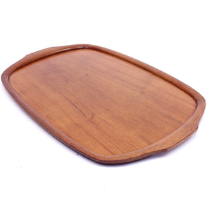 Solid Swedish teak tray produced by Karl Holmberg, 1960s