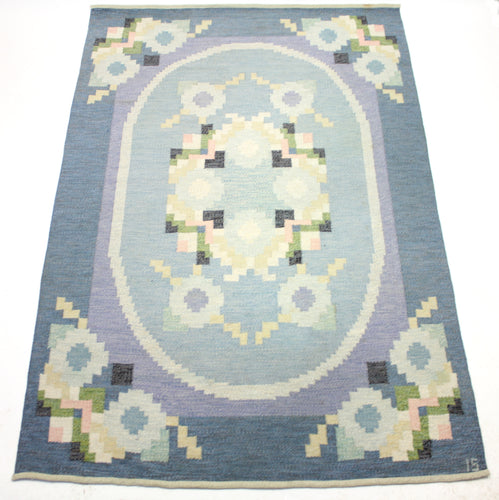 Rare Ingegerd Silow, flat weave Röllakan carpet, 1950s