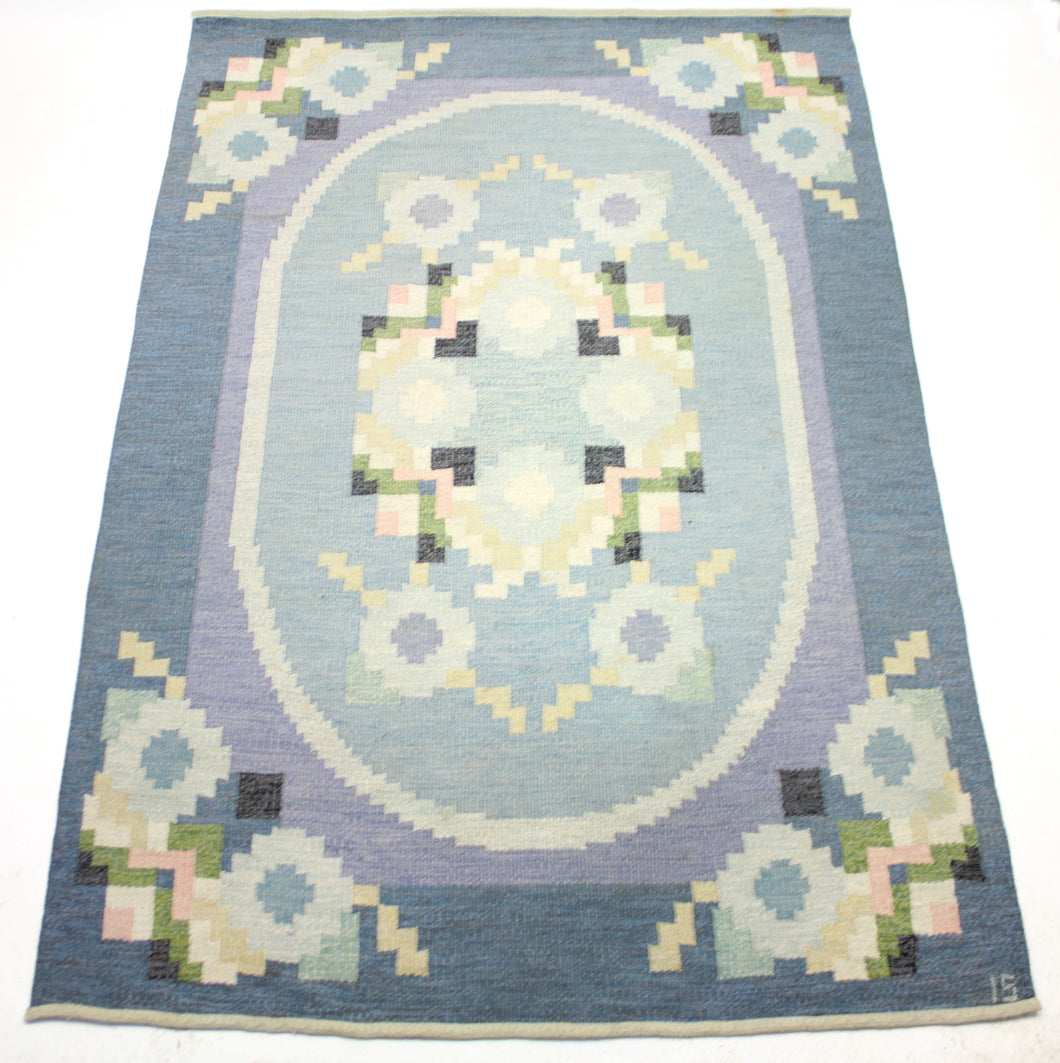 Rare Ingegerd Silow, flat weave Röllakan carpet, 1950s