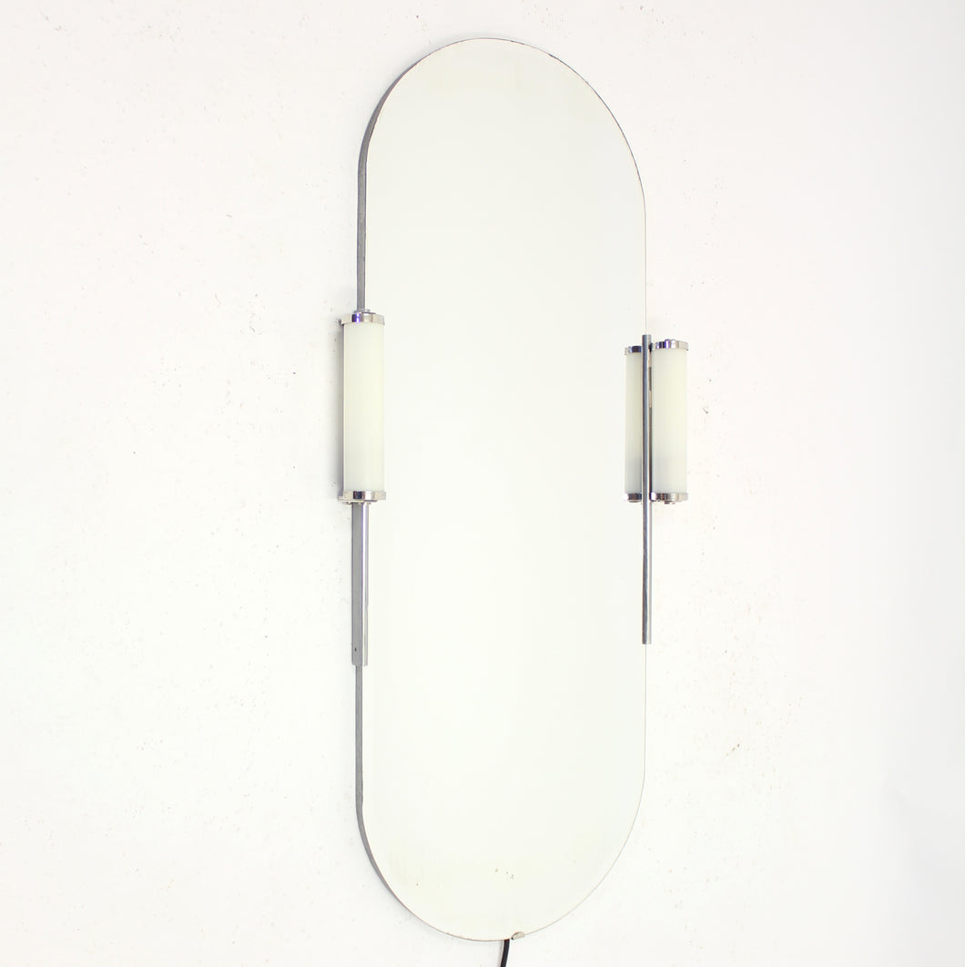 Art Deco wall mirror with lamps, 1930s