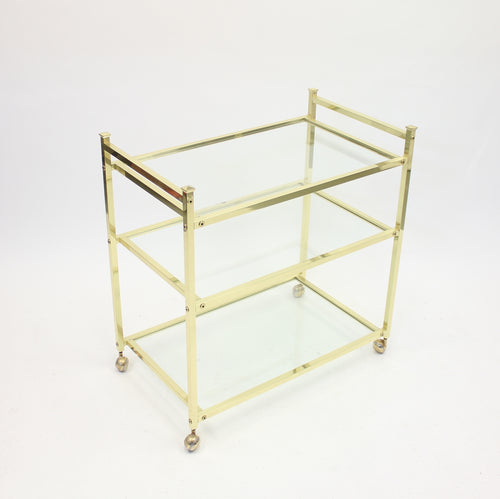 Minimalist Scandinavian brass bar trolley, 1970s