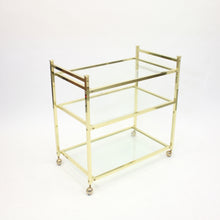 Load image into Gallery viewer, Minimalist Scandinavian brass bar trolley, 1970s