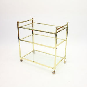 Minimalist Scandinavian brass bar trolley, 1970s
