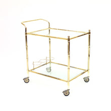 Load image into Gallery viewer, Faux bambu brass bar cart, 1970s