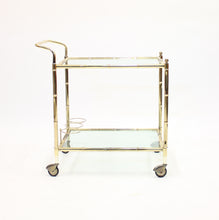 Load image into Gallery viewer, Faux bambu brass bar cart, 1970s