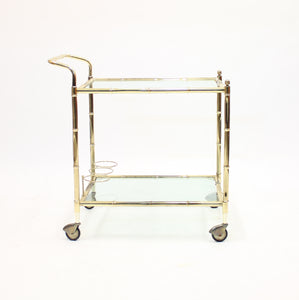 Faux bambu brass bar cart, 1970s