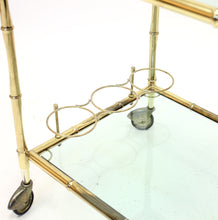 Load image into Gallery viewer, Faux bambu brass bar cart, 1970s