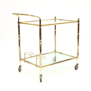 Faux bambu brass bar cart, 1970s