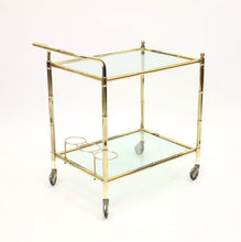 Load image into Gallery viewer, Faux bambu brass bar cart, 1970s
