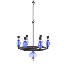 Load image into Gallery viewer, Erik Höglund, rare glass and wrought iron chandelier, Boda smide, 1960s
