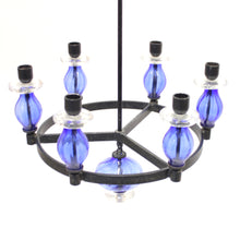 Load image into Gallery viewer, Erik Höglund, rare glass and wrought iron chandelier, Boda smide, 1960s