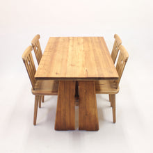 Load image into Gallery viewer, Swedish  pine dining set, attr. to Göran Malmvall, Sportstugemöbel, ca 1950