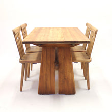 Load image into Gallery viewer, Swedish  pine dining set, attr. to Göran Malmvall, Sportstugemöbel, ca 1950