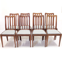 Load image into Gallery viewer, Set of 8 oak architectural Art Nouveau chairs, early 20th century
