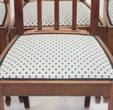 Load image into Gallery viewer, Set of 8 oak architectural Art Nouveau chairs, early 20th century