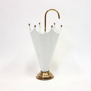 Umbrella shaped umbrella stand in brass and white, 1970s
