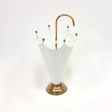 Load image into Gallery viewer, Umbrella shaped umbrella stand in brass and white, 1970s