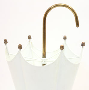 Umbrella shaped umbrella stand in brass and white, 1970s