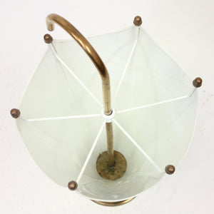 Umbrella shaped umbrella stand in brass and white, 1970s