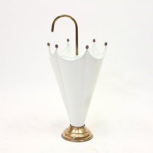 Umbrella shaped umbrella stand in brass and white, 1970s