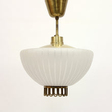 Load image into Gallery viewer, Scandinavian frosted glass and brass ceiling lamp, 1950s