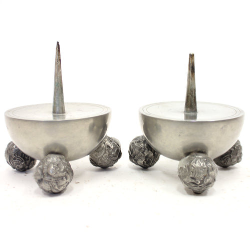 Pair of pewter Art Deco candle holders, C.G Hallberg, 1930s