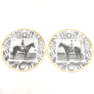 Pair of Fornasetti Grand Campioni plates, second half of 20th century