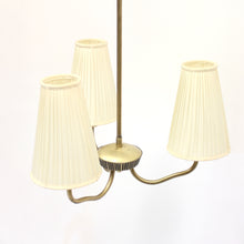 Load image into Gallery viewer, ASEA, 3-light brass ceiling lamp, attributed to Sonja Katzin, 1950s