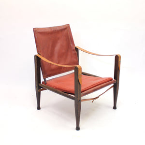 Kaare Klint, cognac leather safari chair for Ruud Rasmussen, 1960s