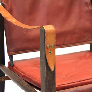 Kaare Klint, cognac leather safari chair for Ruud Rasmussen, 1960s