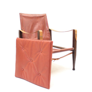 Kaare Klint, cognac leather safari chair for Ruud Rasmussen, 1960s