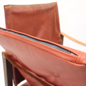 Kaare Klint, cognac leather safari chair for Ruud Rasmussen, 1960s