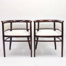 Load image into Gallery viewer, Pair of bentwood Fischel armchairs, in the style of Josef Hoffmann, early 20th century
